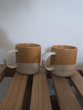 Set Of 2, 8oz Mugs - Mustard/ White United By Blue